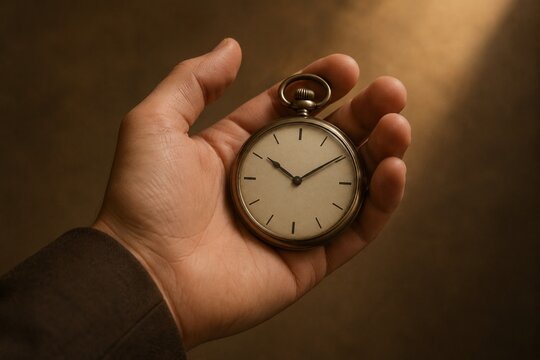 Hand Holding a Vintage Pocket Watch