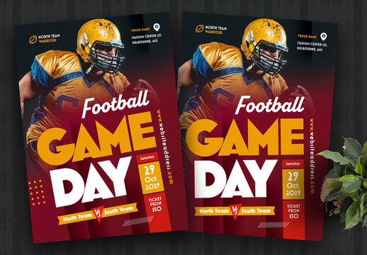 Football Game Day Sports Flyer Template Colour Yellow