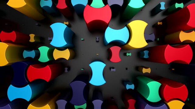 Background of Geometric Shapes. Abstract motion, loop, 3d rendering, 4k resolution
