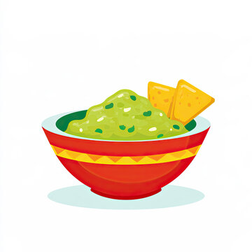 transparent bowl of guacamole with tortilla chips vector illustration