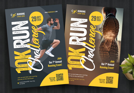 Run Challenge Sports Flyer Template Colour Black