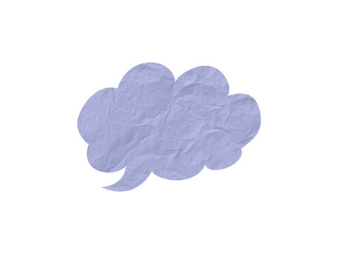 Pastel purple blue textured cloud thought bubble isolated 