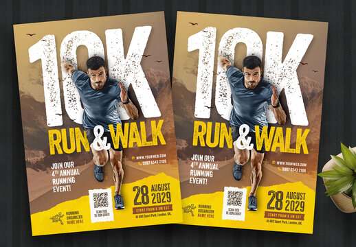 Run and Walk Challenge Sports Flyer Template Colour Yellow