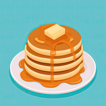 fluffy pancake stack vector illustration