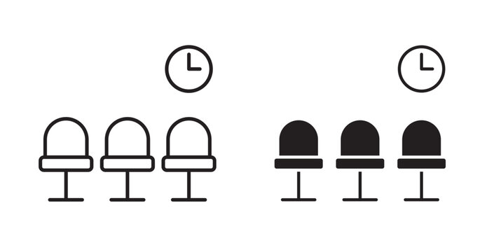 waiting room icon in black and fill stroke