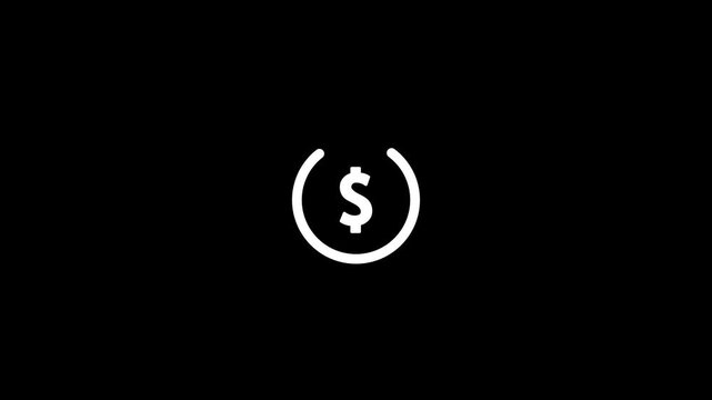 Minimalist loading animation featuring a rotating dollar sign symbol for financial applications.