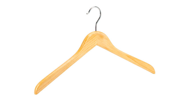 Wooden clothes hanger isolated on transparent background