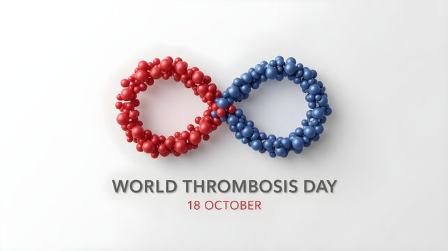 World Thrombosis Day banner illustration depicting blood cells and vessel background, suitable for health awareness and medical education