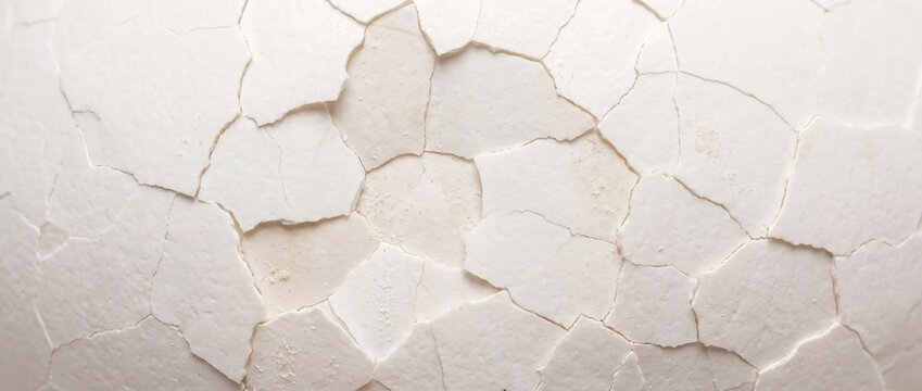 Cracked white eggshell texture. Macro background of fractured fragile shell fragments and mosaic pattern