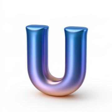 Stylized Letter U with a Glossy Finish Set Against a White Background