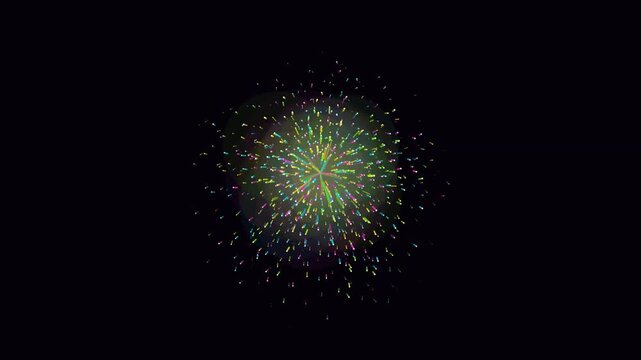 Abstract colorful light particles exploding in a circular motion pattern