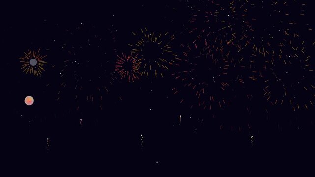 Vibrant abstract digital firework bursts with glowing lines and sparkles
