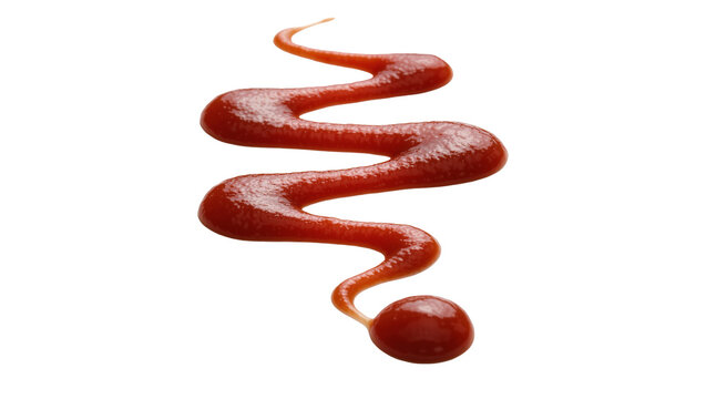 Red tomato ketchup squiggle, isolated on transparent background