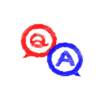 はんこ風QとAが衝突する吹き出し（color)