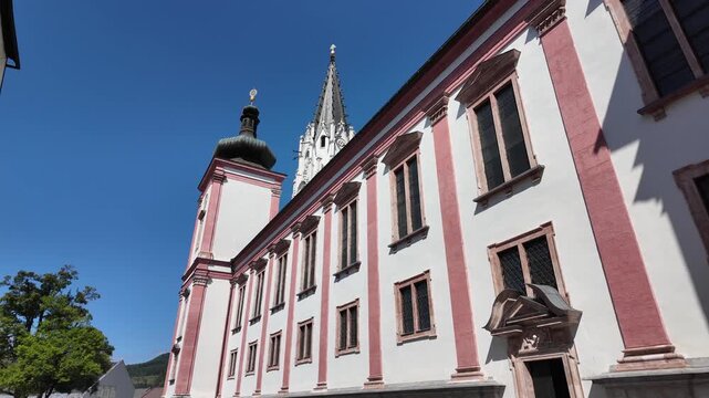Side View Of Mariazell Basilica In Austria In Slow Motion