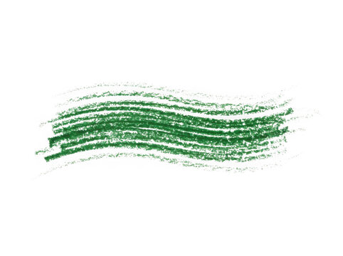 Green wavy crayon brush stroke isolated