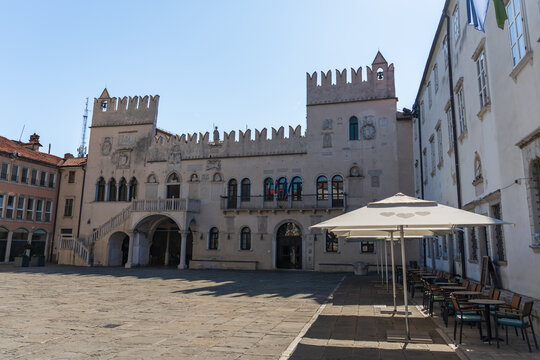 Praetorian Palace on Tito Square in Koper, Slovenia, showcases Venetian Gothic architecture