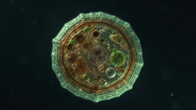 Macro timelapse of an amoeba encysting and forming a cyst wall