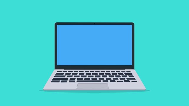 Flat Laptop Computer Illustration with Keyboard and Screen, Modern Technology Device for Web Design, Business Presentation, Software Development and Online Communication