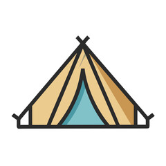 Camping tent illustration with simple design over black background © Sharuzzaman