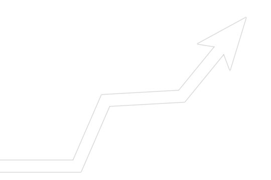 White Growth Arrow Line Icon with Upward Trend and Transparent Background