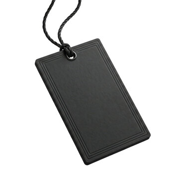 Blank black hanging retail tag with cord