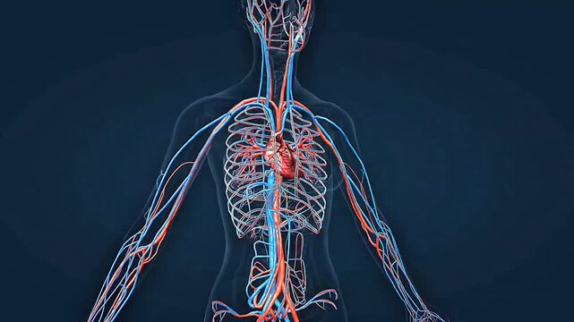The human cardiovascular system circulates blood, oxygen, nutrients, hormones, and waste throughout the body.