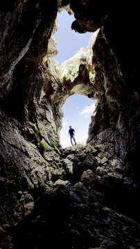 Hiking and discovering secret underground cave formations and natural rock bridges in the Taurus mountains