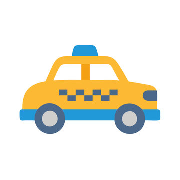 Simple yellow taxi car icon on a black background