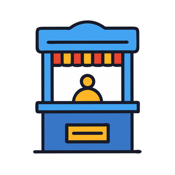 Illustration of a ticket booth on a black background