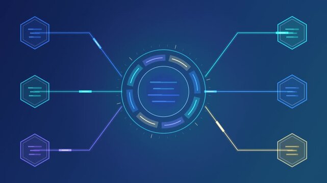 Modern futuristic app interface connection illustration with glowing nodes