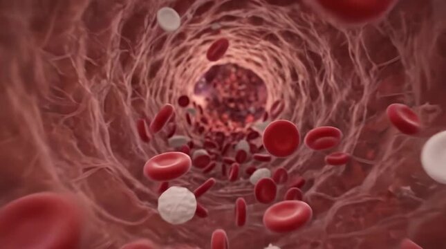 Highly Detailed Cinematic 3D Microscopic View of 2 Prob4 Red and White Blood Cells 119 FS Var1