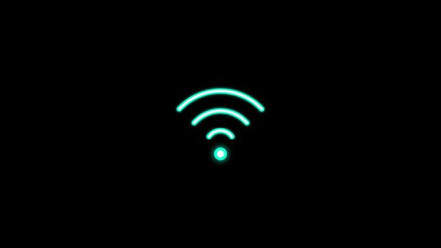 Modern glowing wifi signal icon on dark background