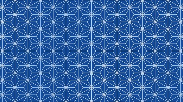 Modern flowing Japanese Asanoha pattern in white on blue 4K video