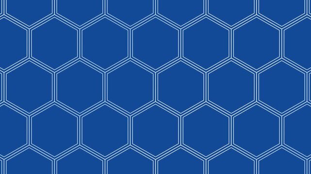 Modern drifting Japanese Kikkou hexagons in white on blue 4K video