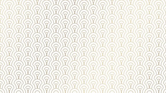 Elegant Japanese Seigaiha waves drifting in gold on white 4K video