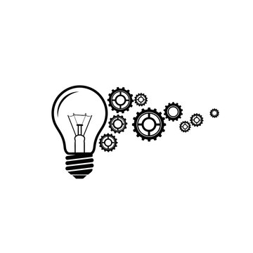 Light bulb icon with connected gear wheels representing creative engineering and innovative ideas innovation creative engineering mechanical solution development thinking technology industry