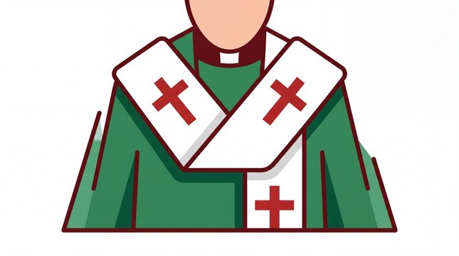 Orthodox christmas vektor of a religious cleric in green vestments
