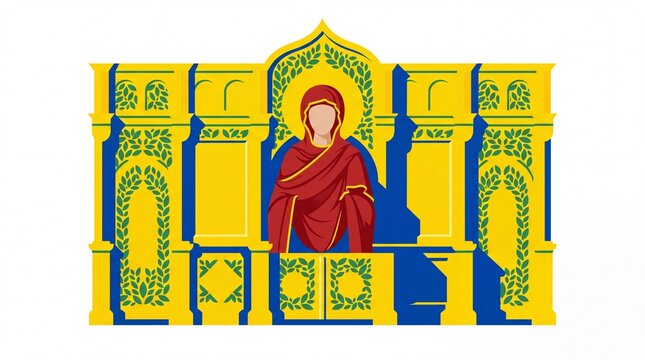Orthodox christmas vektor illustration of church iconostasis
