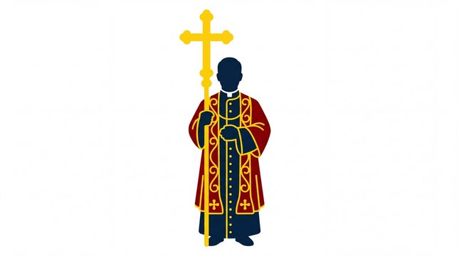 Orthodox christmas priest in red vestments with cross vektor
