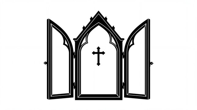 Orthodox christmas vektor altarpiece with cross on white background