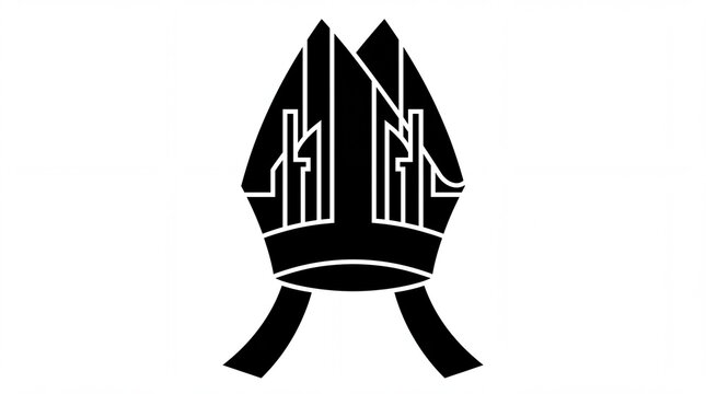 Orthodox christmas bishop mitre crown icon black and white vektor