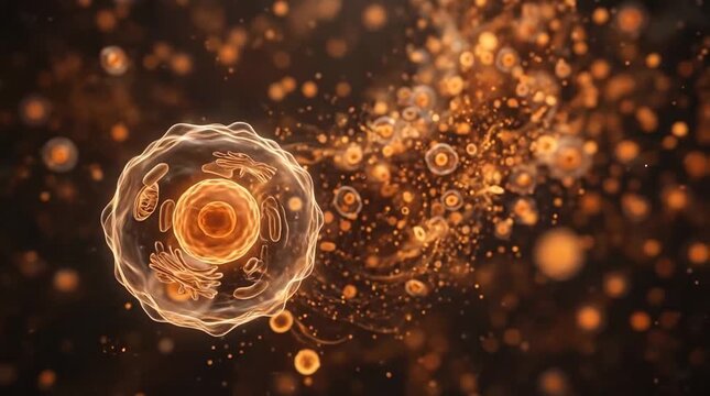 High Resolution Macro Microscopic View of Biological Cells with Nucleus and Organelles - 67 FS var1