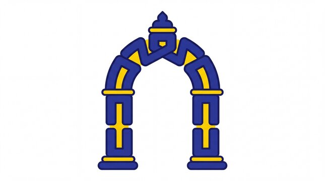 Ramadhan vektor gerbang masjid biru kuning untuk desain dekorasi