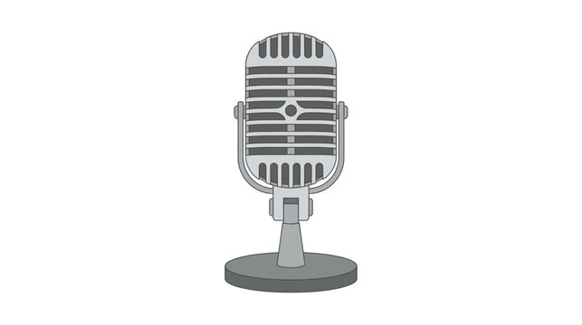 Vintage Retro Microphone Vector Illustration on White Background for Podcast, Radio, and Music Studio Design