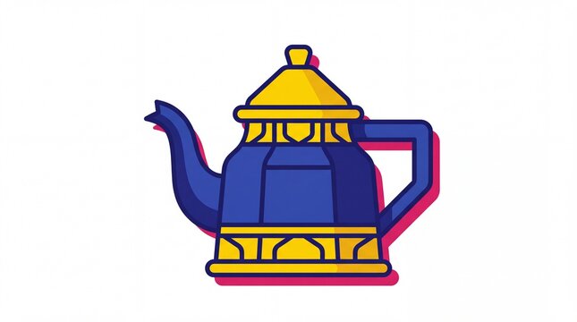 Ramadhan vektor teko tradisional arab biru emas latar putih