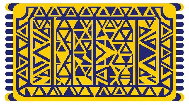 Sajadah ramadhan dengan pola geometris kuning biru bergaya vektor