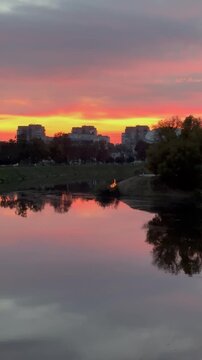 sunset over the river