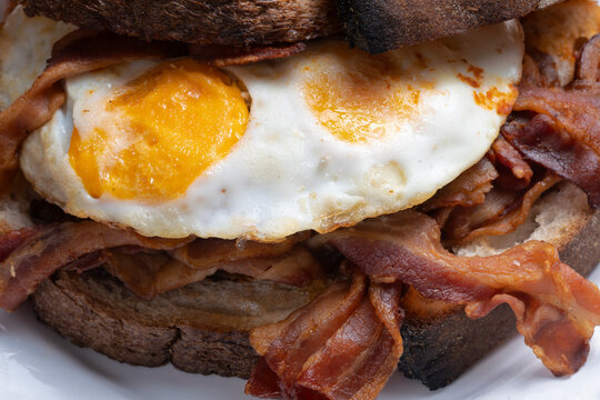 breakfast bacon and eggs sandwich