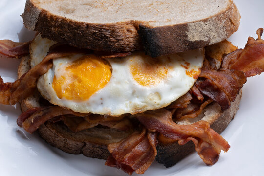 breakfast bacon and eggs sandwich